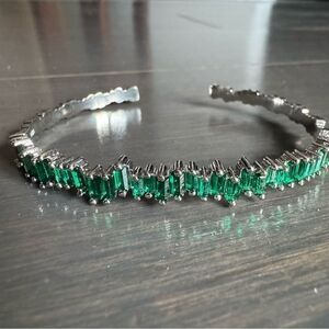Chic Green and Silver Gemstone bracelet cuff